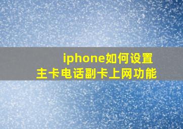 iphone如何设置主卡电话副卡上网功能