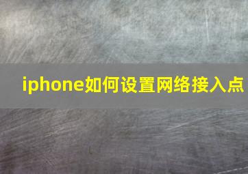 iphone如何设置网络接入点