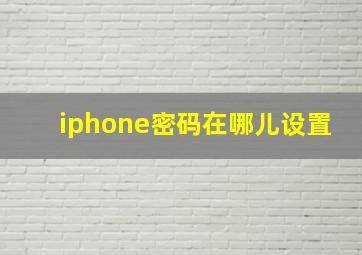 iphone密码在哪儿设置