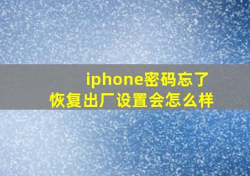 iphone密码忘了恢复出厂设置会怎么样