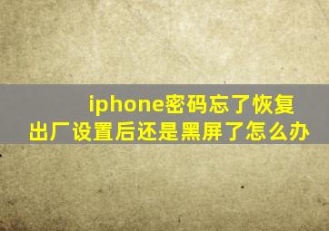 iphone密码忘了恢复出厂设置后还是黑屏了怎么办