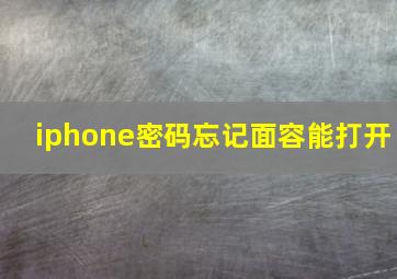 iphone密码忘记面容能打开