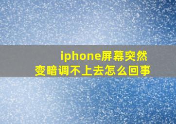 iphone屏幕突然变暗调不上去怎么回事