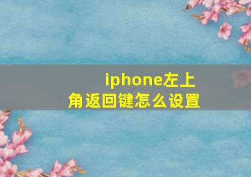 iphone左上角返回键怎么设置