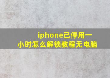 iphone已停用一小时怎么解锁教程无电脑