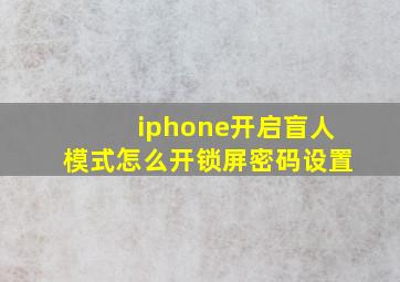 iphone开启盲人模式怎么开锁屏密码设置