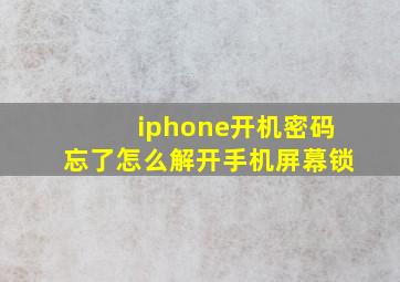 iphone开机密码忘了怎么解开手机屏幕锁