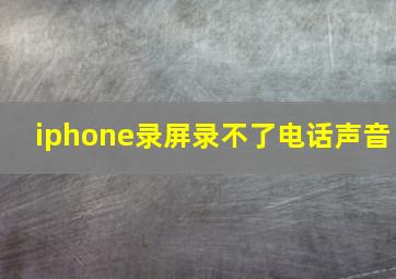 iphone录屏录不了电话声音