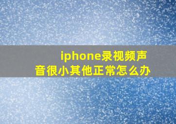 iphone录视频声音很小其他正常怎么办