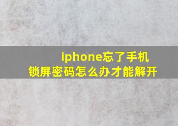 iphone忘了手机锁屏密码怎么办才能解开