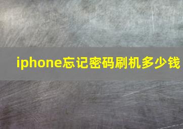 iphone忘记密码刷机多少钱