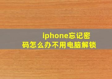 iphone忘记密码怎么办不用电脑解锁