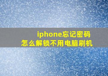 iphone忘记密码怎么解锁不用电脑刷机