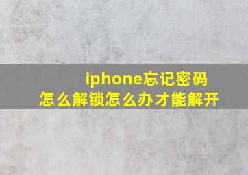 iphone忘记密码怎么解锁怎么办才能解开