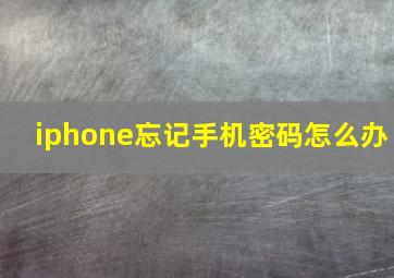 iphone忘记手机密码怎么办