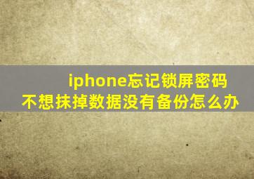 iphone忘记锁屏密码不想抹掉数据没有备份怎么办