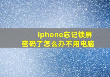 iphone忘记锁屏密码了怎么办不用电脑