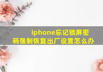 iphone忘记锁屏密码强制恢复出厂设置怎么办