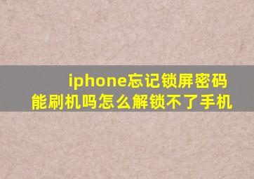 iphone忘记锁屏密码能刷机吗怎么解锁不了手机