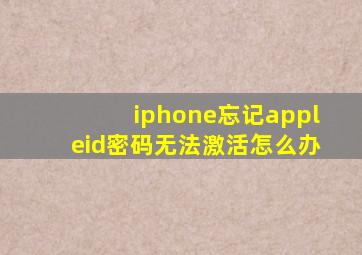 iphone忘记appleid密码无法激活怎么办