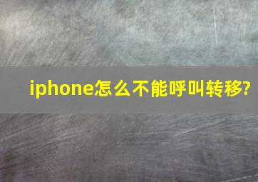 iphone怎么不能呼叫转移?