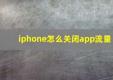 iphone怎么关闭app流量