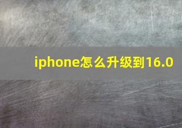 iphone怎么升级到16.0