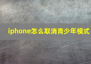 iphone怎么取消青少年模式