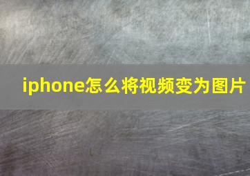 iphone怎么将视频变为图片