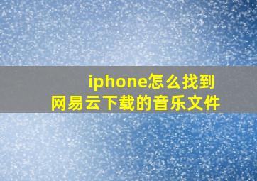 iphone怎么找到网易云下载的音乐文件