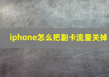 iphone怎么把副卡流量关掉