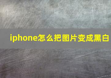 iphone怎么把图片变成黑白