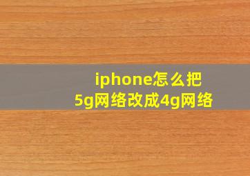 iphone怎么把5g网络改成4g网络