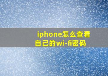 iphone怎么查看自己的wi-fi密码