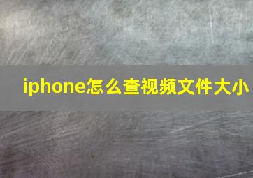 iphone怎么查视频文件大小