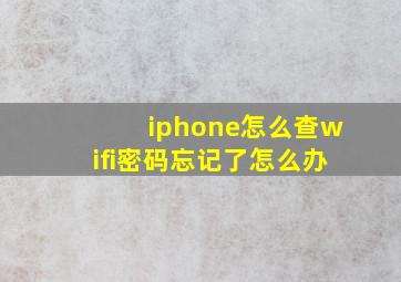 iphone怎么查wifi密码忘记了怎么办