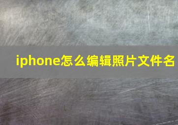 iphone怎么编辑照片文件名