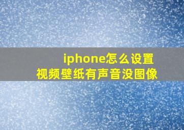 iphone怎么设置视频壁纸有声音没图像