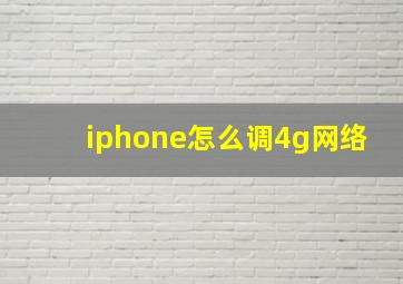 iphone怎么调4g网络