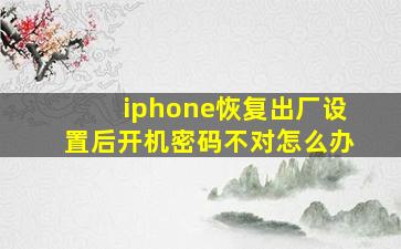 iphone恢复出厂设置后开机密码不对怎么办