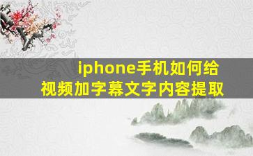 iphone手机如何给视频加字幕文字内容提取