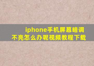 iphone手机屏幕暗调不亮怎么办呢视频教程下载