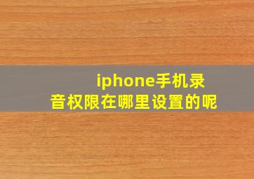 iphone手机录音权限在哪里设置的呢