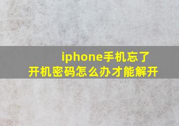 iphone手机忘了开机密码怎么办才能解开