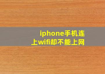 iphone手机连上wifi却不能上网