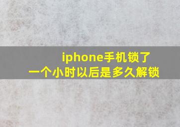 iphone手机锁了一个小时以后是多久解锁