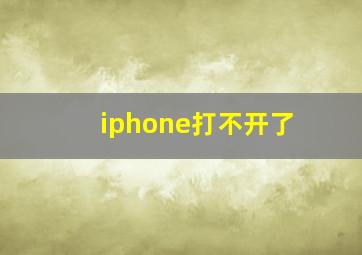 iphone打不开了