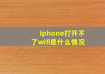 iphone打开不了wifi是什么情况