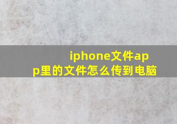 iphone文件app里的文件怎么传到电脑