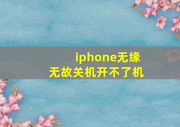 iphone无缘无故关机开不了机